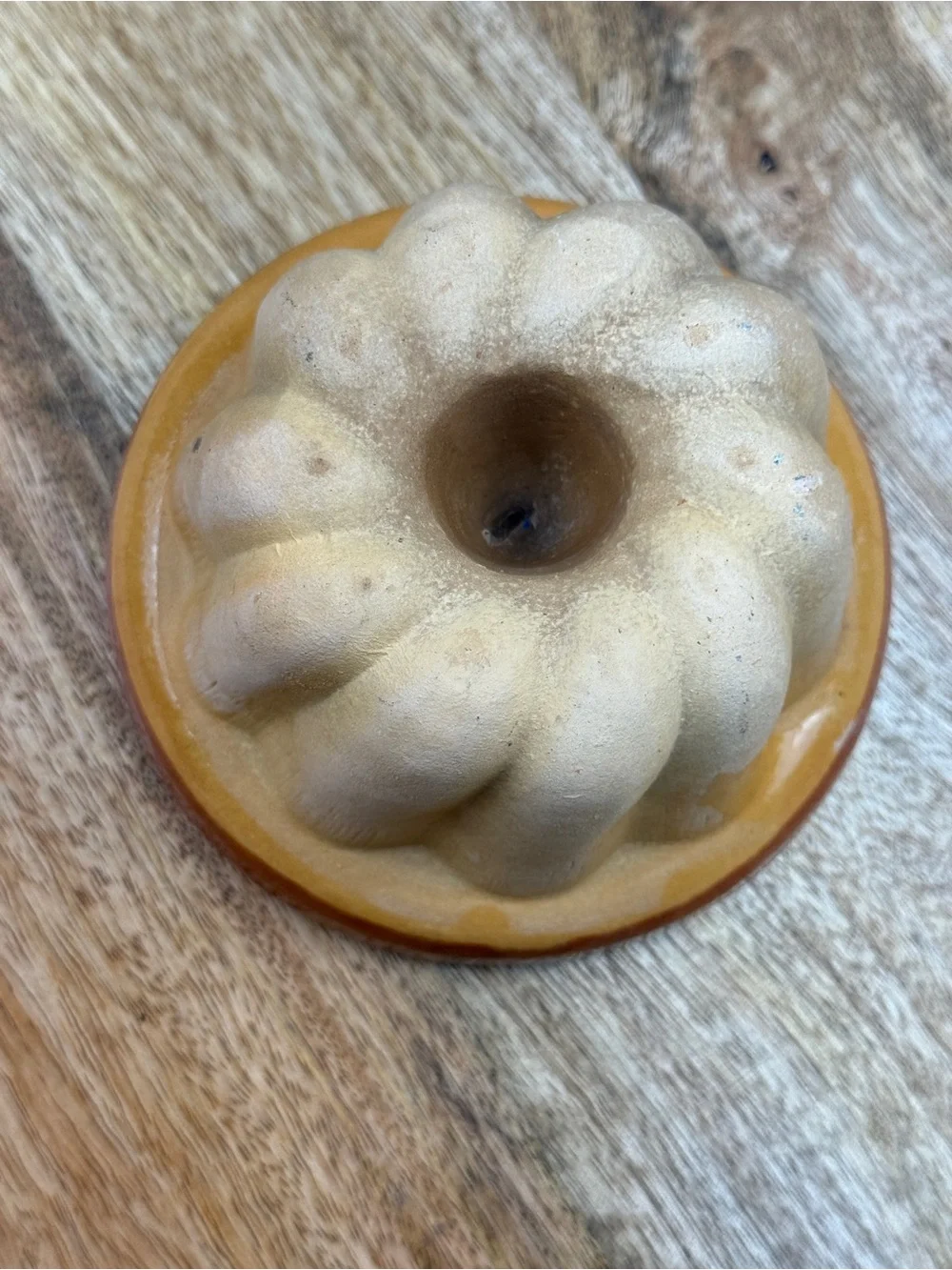 Vintage Terracotta Gugelhupf Mini Bundt Mold Brown Glazed Pottery